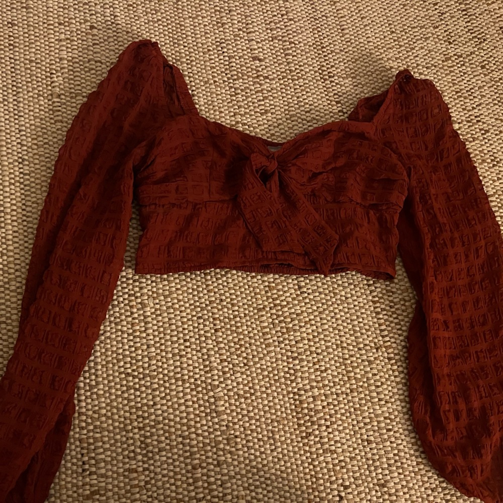 Urban Outfitters Red Cropped Blouse